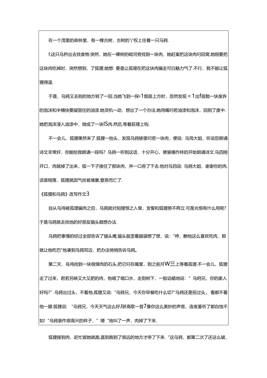 2024年（精）《狐狸和乌鸦》改写作文9篇.docx_第2页