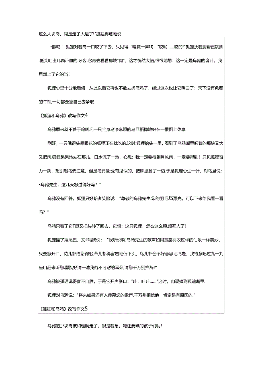 2024年（精）《狐狸和乌鸦》改写作文9篇.docx_第3页