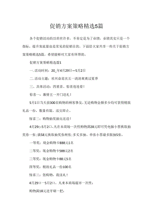 促销方案策略精选5篇.docx