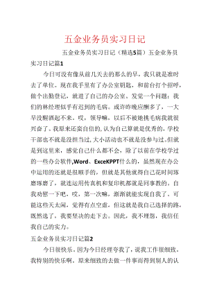 五金业务员实习日记.docx