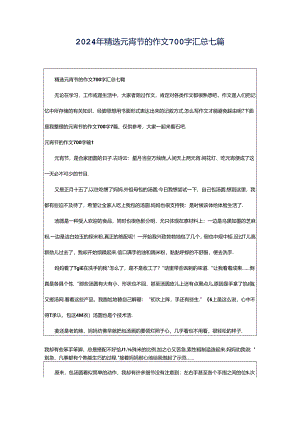 2024年精选元宵节的作文700字汇总七篇.docx