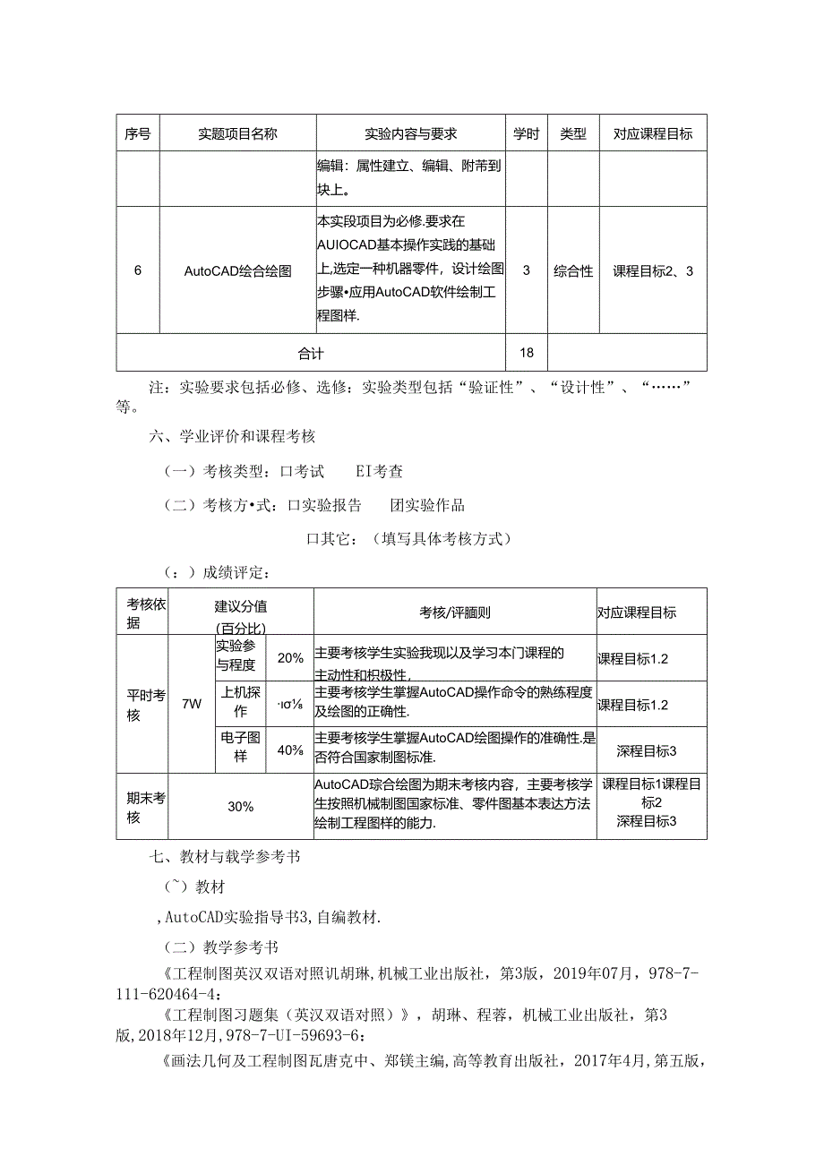 3023D05019-工程制图与CAD实验-2023版人才培养方案课程教学大纲.docx_第3页