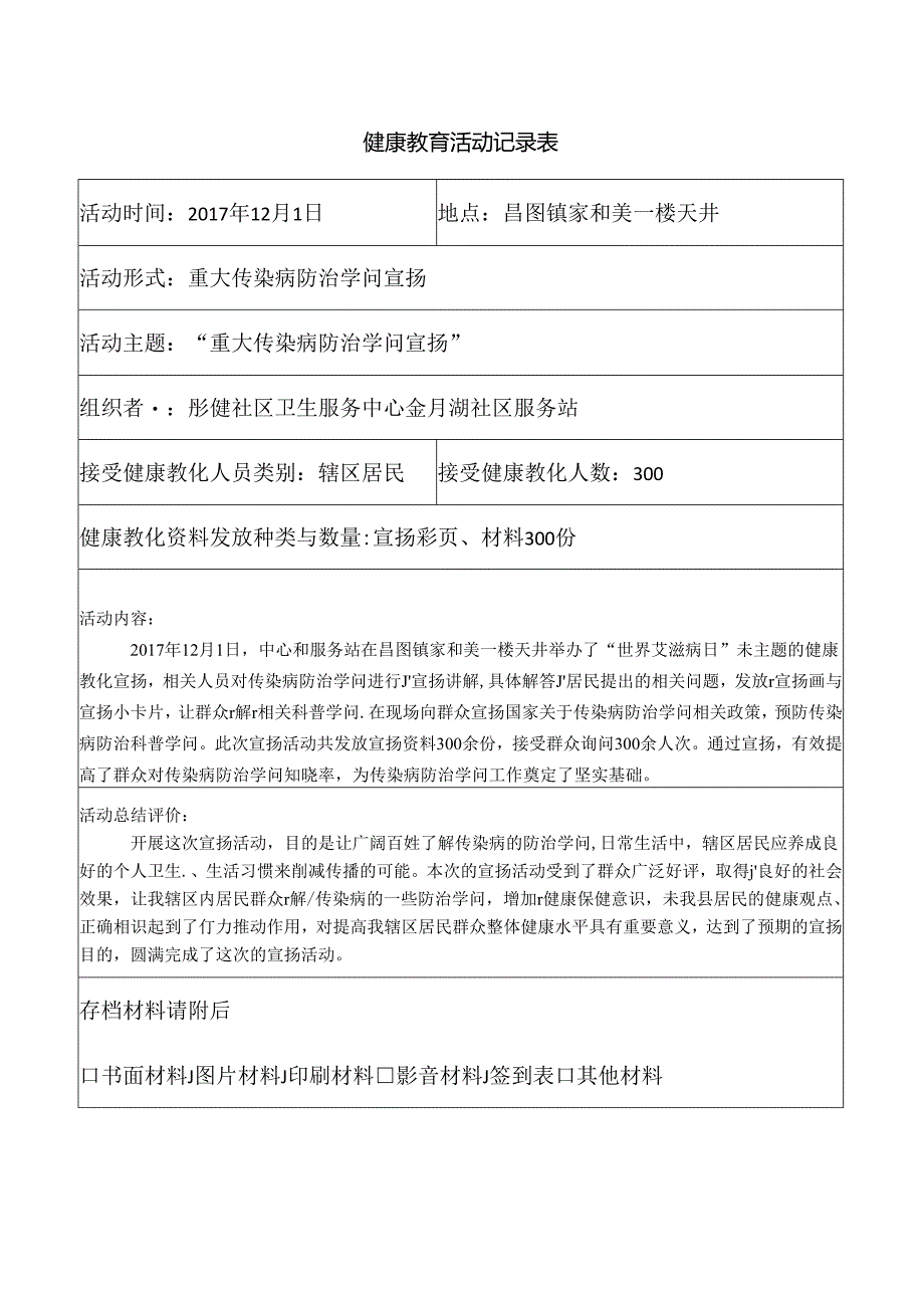 健康教育活动记录表.docx_第1页