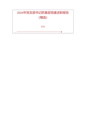 2024 年党支部书记抓基层党建述职报告（精选）.docx