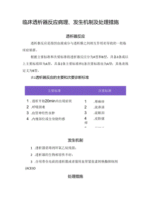 临床透析器反应病理、发生机制及处理措施.docx