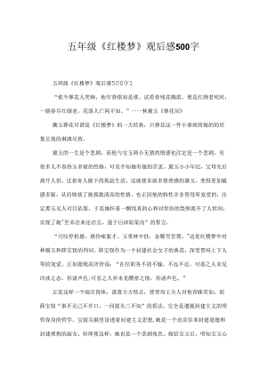 五年级《红楼梦》观后感500字.docx