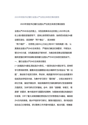 2023年党组书记履行全面从严治党主体责任情况报告.docx