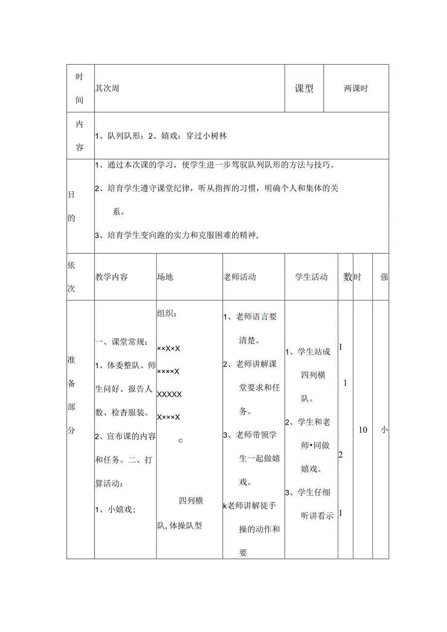 五年级体育课教案队列队形.docx_第1页