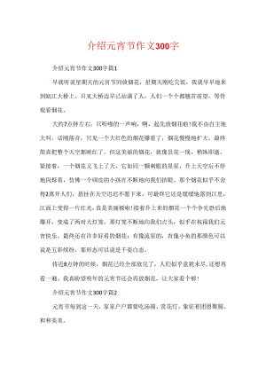 介绍元宵节作文300字.docx