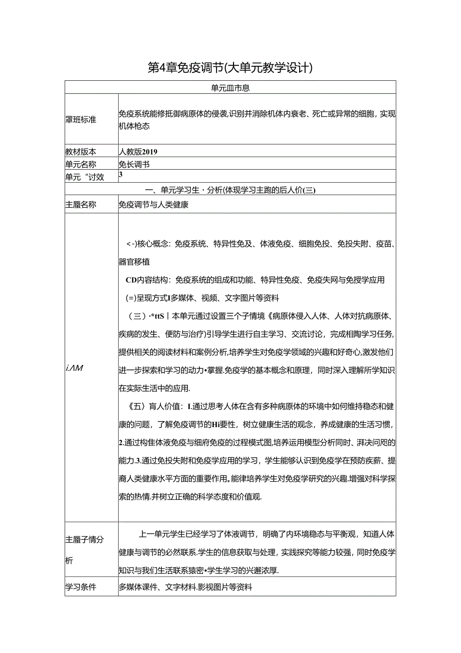 免疫调节（大单元教学设计）.docx_第1页