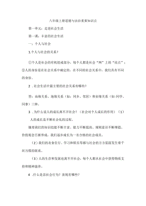 八年级上册道德与法治重要知识点.docx