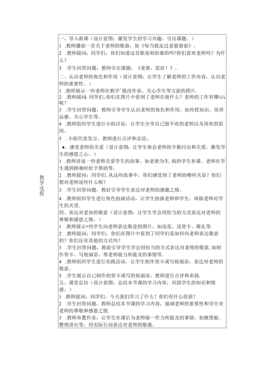 《5 老师您好!》教学设计2024-2025学年道德与法治一年级上册统编版五四制(2024).docx_第2页