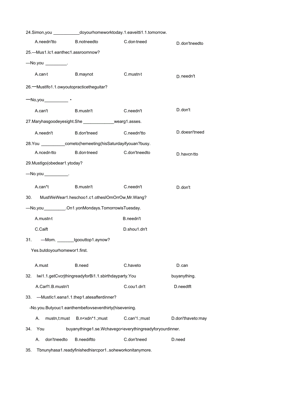 Unit4 Let’s go shopping重点语法：情态动词need 练习（含解析）.docx_第3页