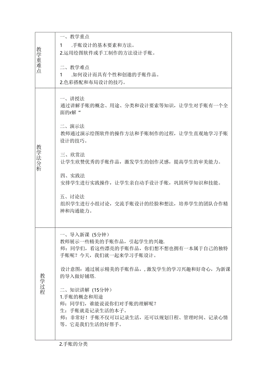 《任务一 手账我设计》教学设计2024-2025学年劳动技术七年级上册浙教版.docx_第2页