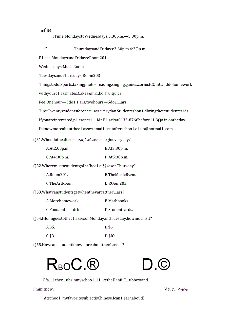 Unit 5 Fun Clubs学情评估卷（含答案）人教新目标版七年级上册（2014）.docx_第3页