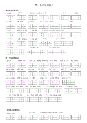 人教版五年级下看拼音写词语各单元全-田字格.docx
