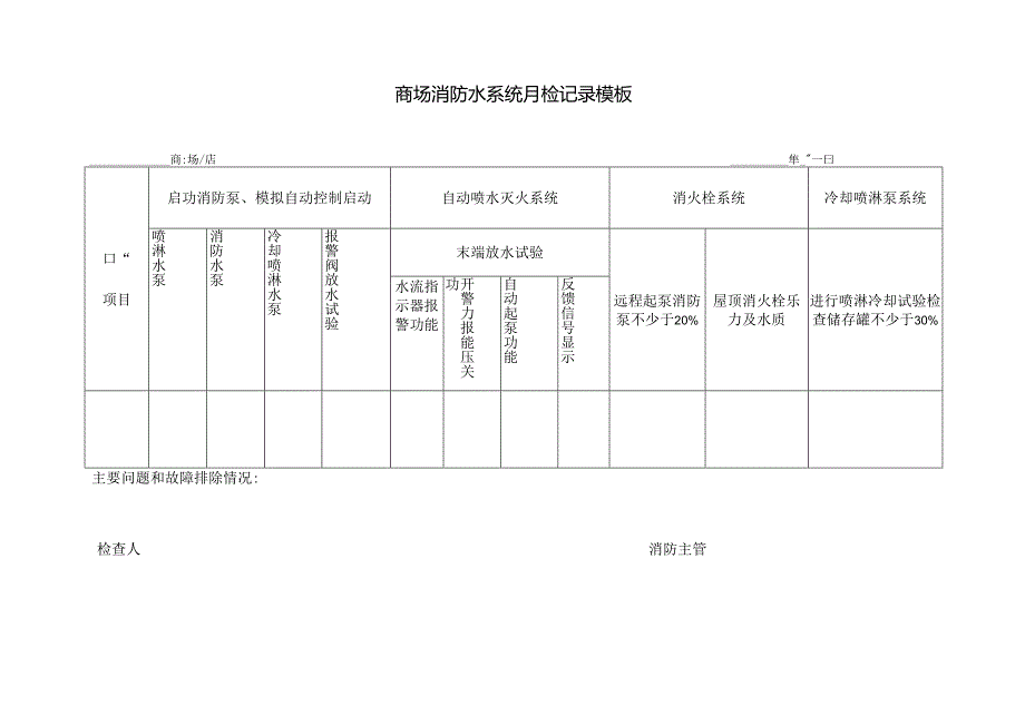 ____商场消防水系统月检记录模板.docx_第1页