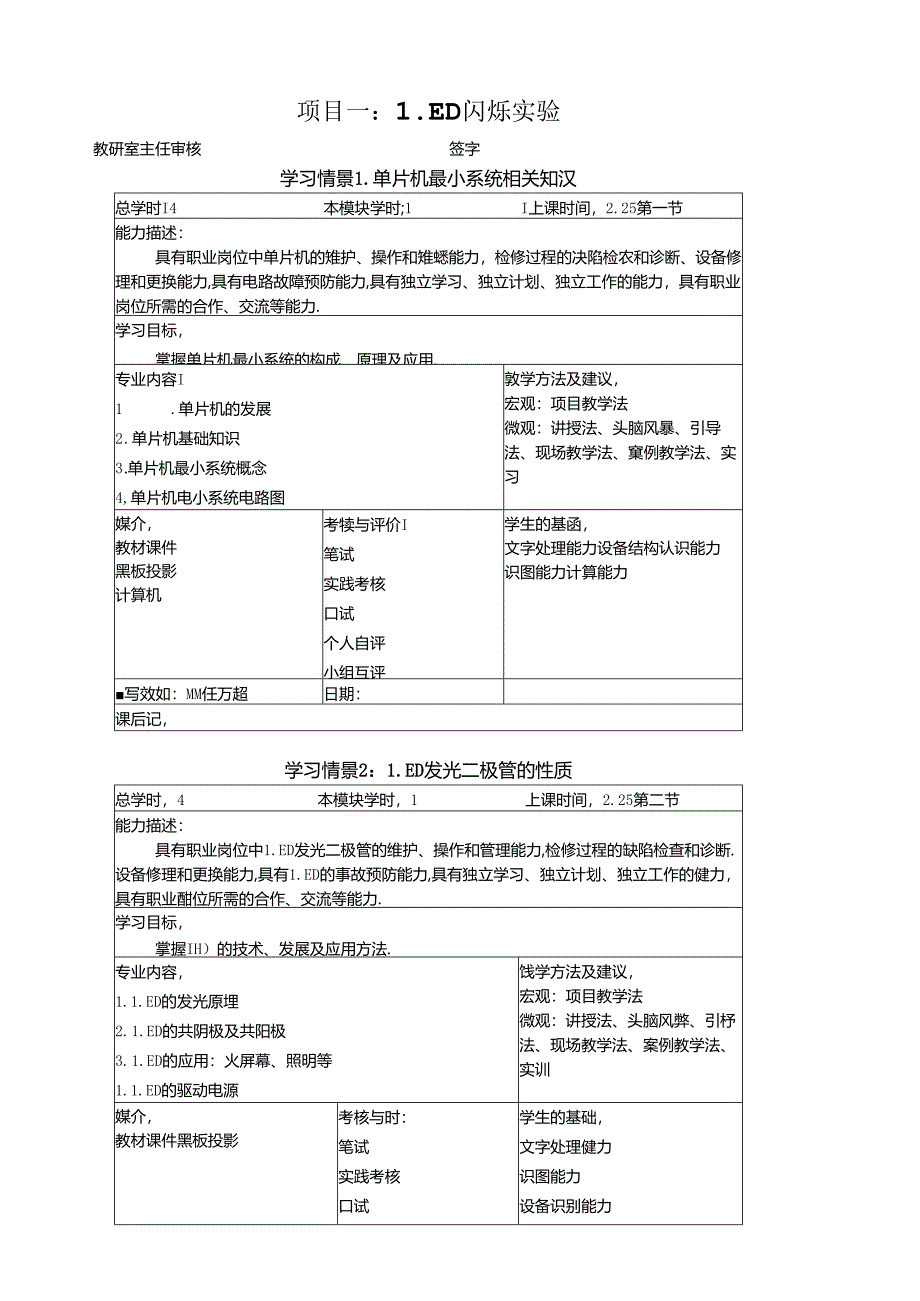 《物联网通信技术》教案——项目一LED闪烁.docx_第1页