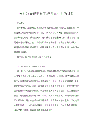 公司领导在新员工培训典礼上的讲话.docx