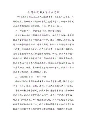 公司物流部主管个人总结.docx