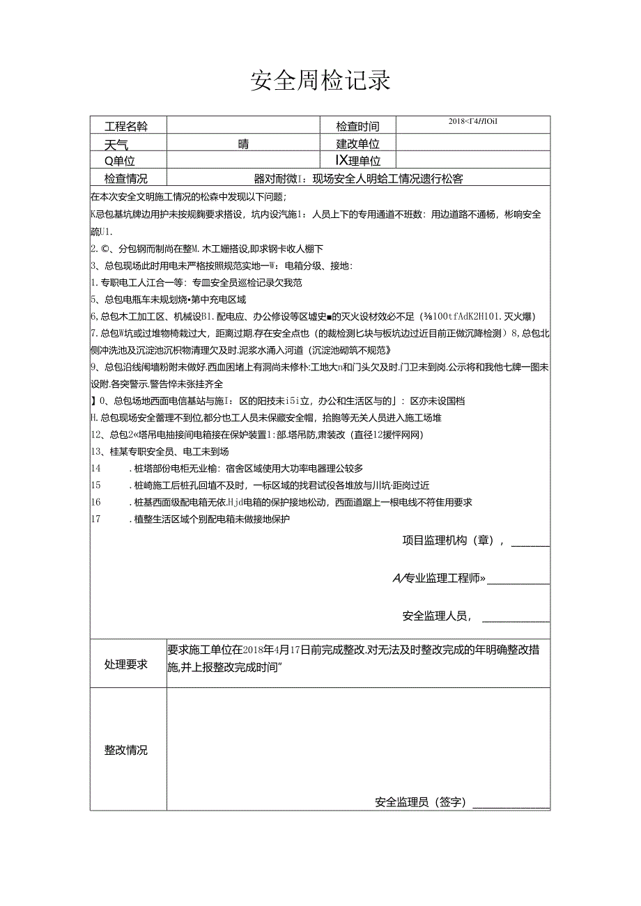 [监理资料]安全周检记录(83).docx_第1页