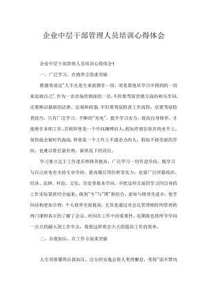 企业中层干部管理人员培训心得体会.docx