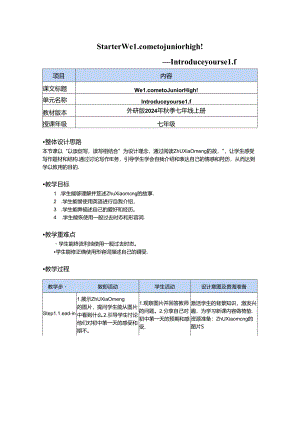 Starter Welcome to junior high!-Introduce yourself 教学设计-外研版（2024）七年级上册.docx