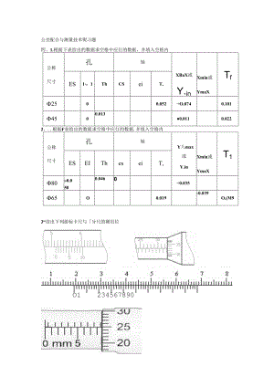 公差配合与测量技术复习题——表格题.docx