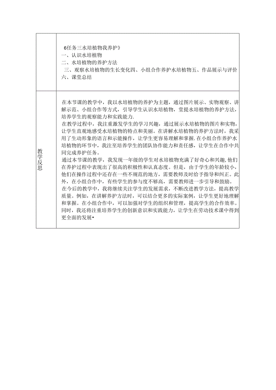 《任务三 水培植物我养护》教学设计-2024-2025学年劳动技术一年级上册浙教版.docx_第3页