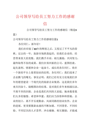 公司领导写给员工努力工作的感谢信.docx