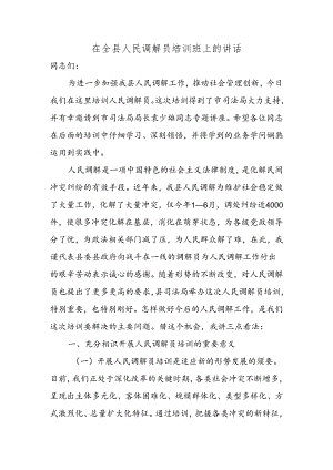人民调解员培训开班仪式上的讲话.docx
