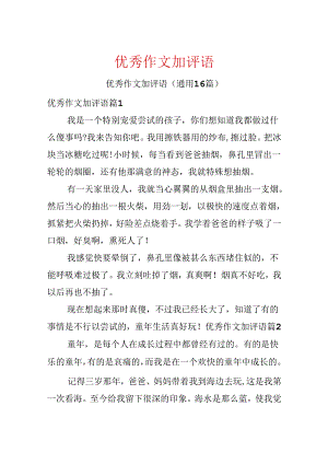 优秀作文加评语.docx