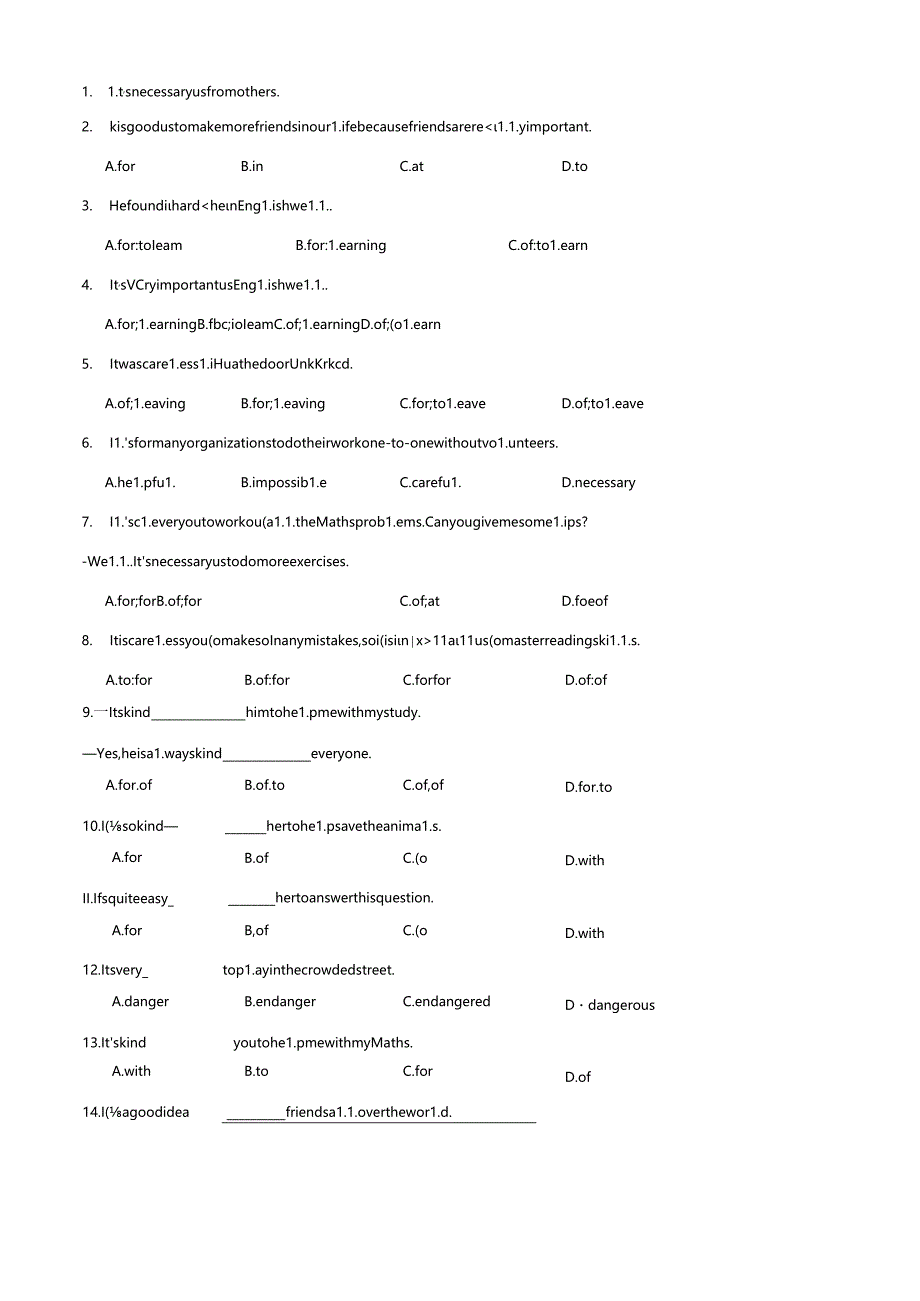 Unit6 Sunshine for all Grammar语法 It's adj. of或for sb to do结构 练习（含解析）.docx_第2页