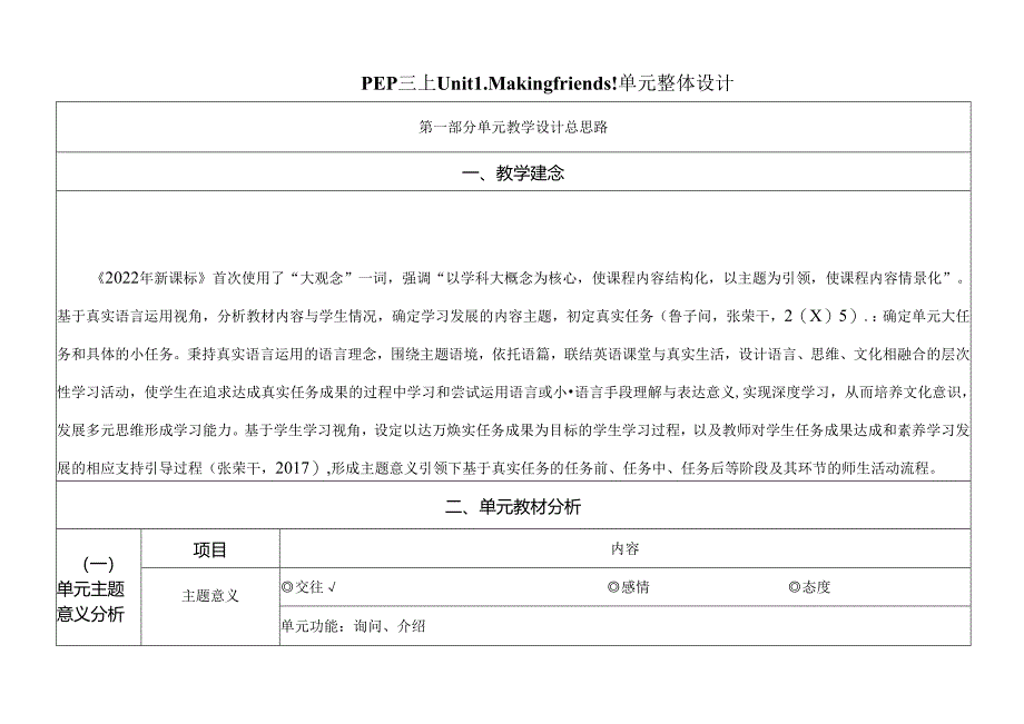 Unit1 Making friends Part B Let's talk单元整体设计第4课时.docx_第1页