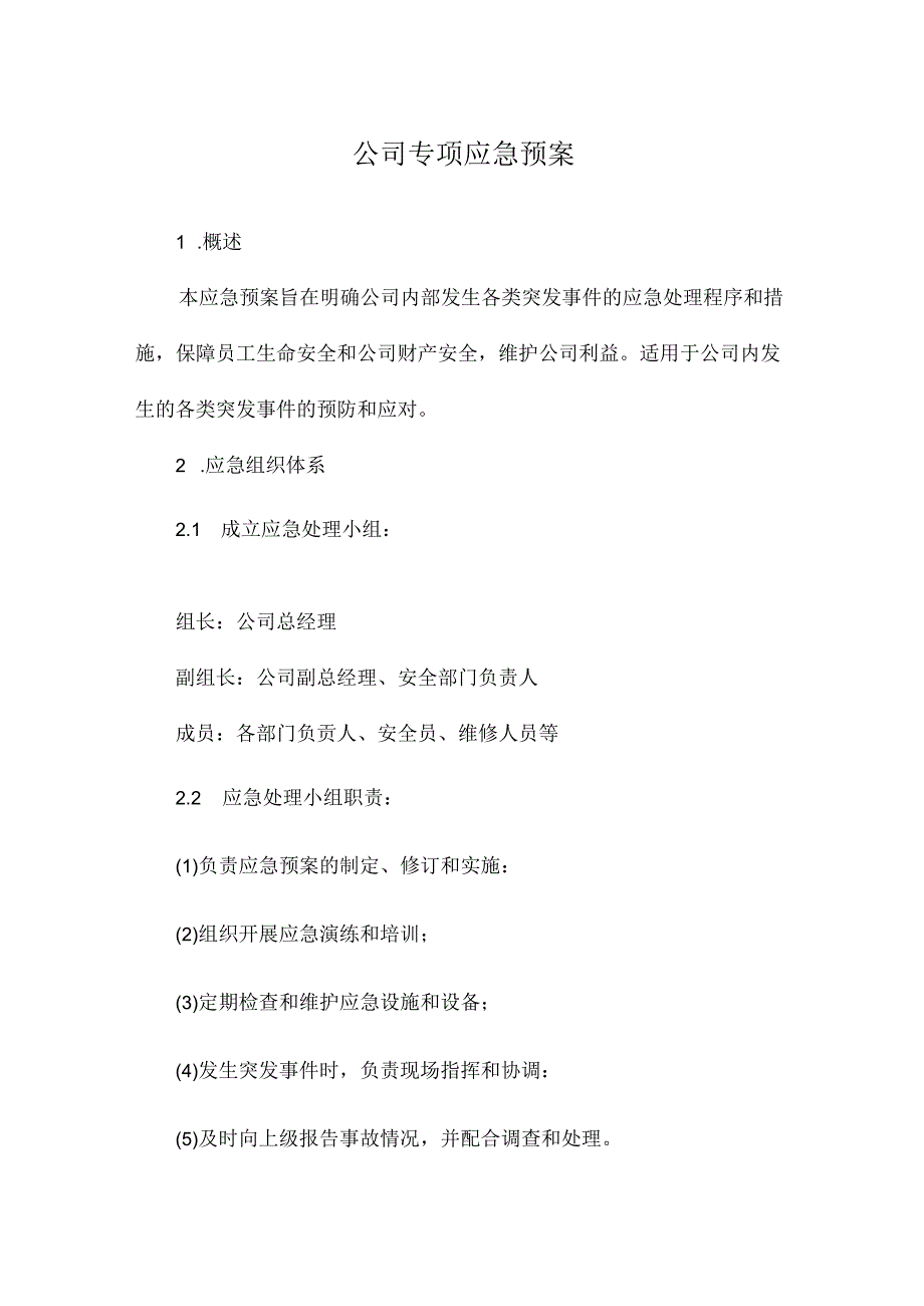 公司专项应急预案.docx_第1页