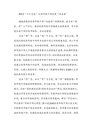XX县“三个突出”打好年轻干部培养“组合拳”.docx