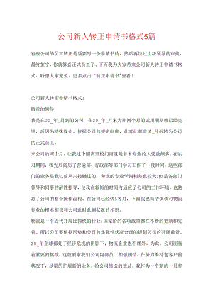 公司新人转正申请书格式5篇.docx