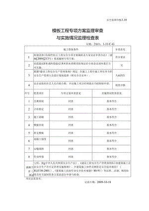 [监理资料][安全台账]模板工程专项方案监理审查与实施情况监理检查表.docx