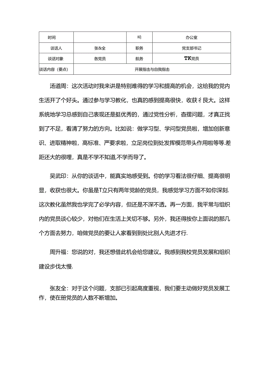 党支部谈话谈心记录.docx_第1页