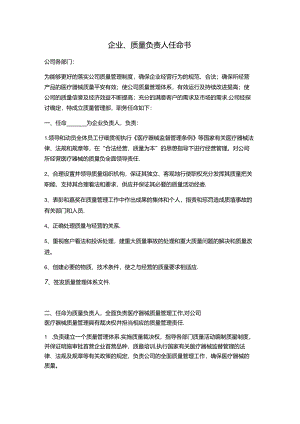 企业、质量负责人任命书.docx