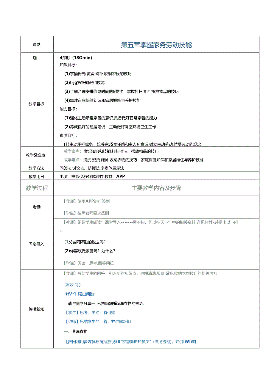 《大学生劳动教育》教案 第五章 掌握家务劳动技能.docx_第1页
