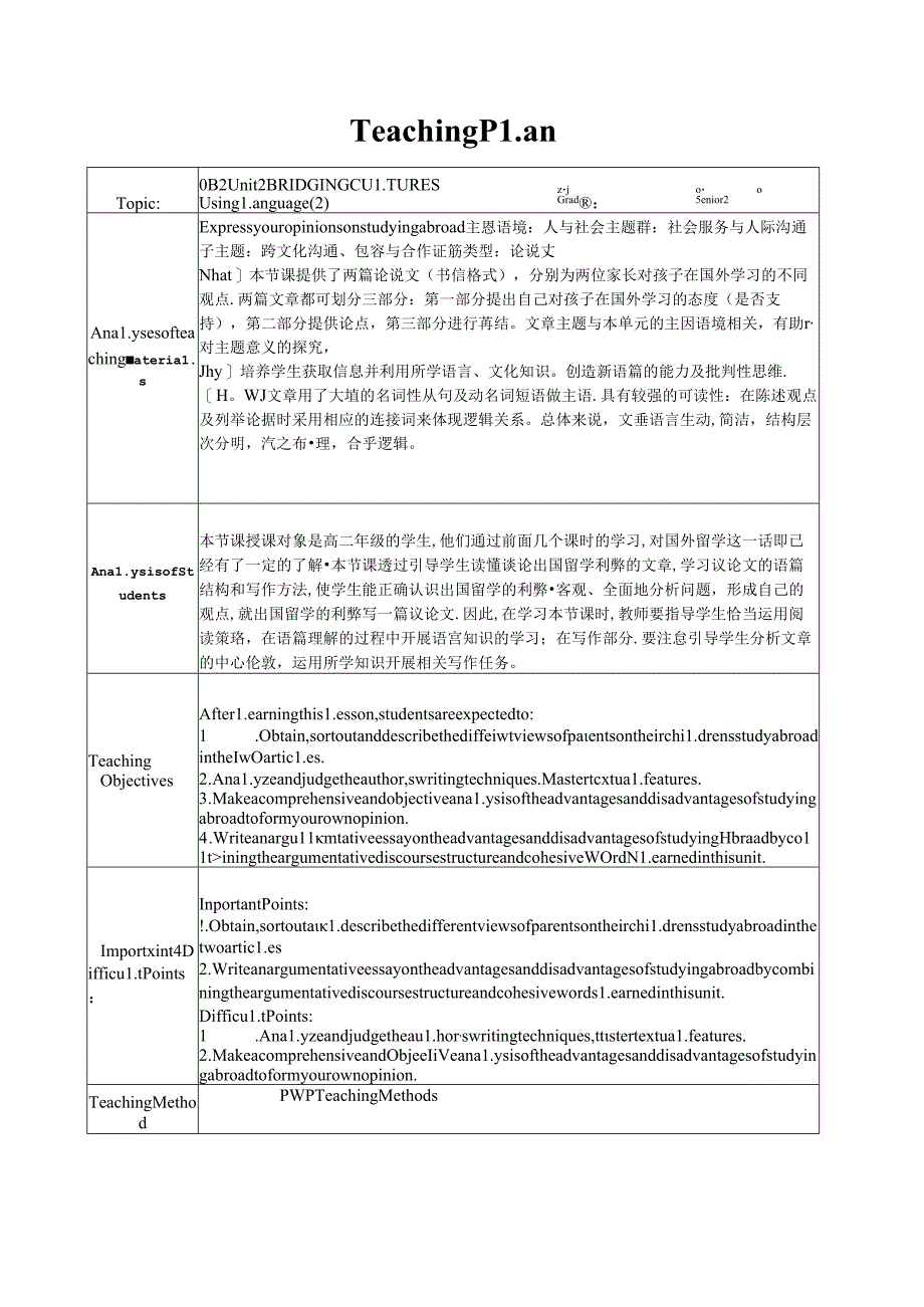 人教版（2019）选择性必修第二册Unit 2 Bridging Cultures Using Language 教案（表格式）.docx_第1页
