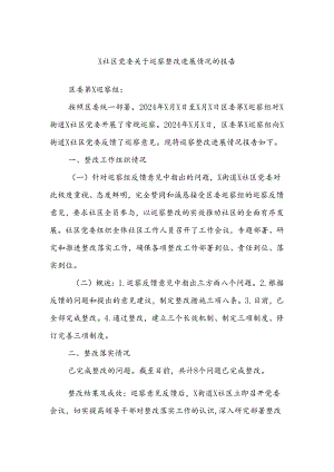 X社区党委关于巡察整改进展情况的报告.docx