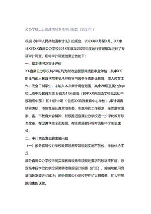 公办学校运行管理情况专项审计报告（2023年）.docx