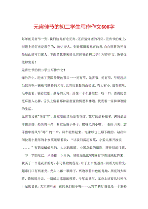 元宵佳节的初二学生写作作文600字.docx