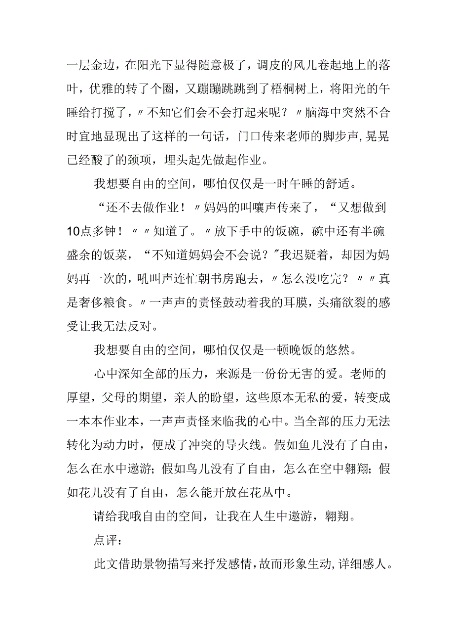 以我需要为话题的作文：我需要自由的空间.docx_第2页