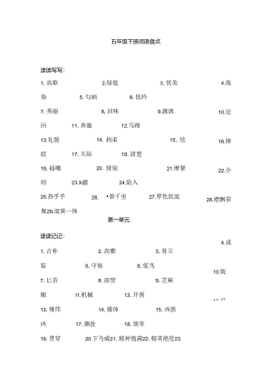 人教版小学五年级下册词语盘点.docx