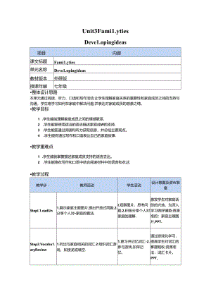 Unit 3 Developing ideas 教学设计-外研版（2024）七年级上册.docx