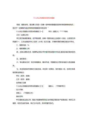 个人向公司借款合同范本模板.docx