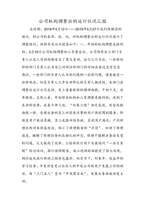 公司机构调整后的运行状况汇报.docx